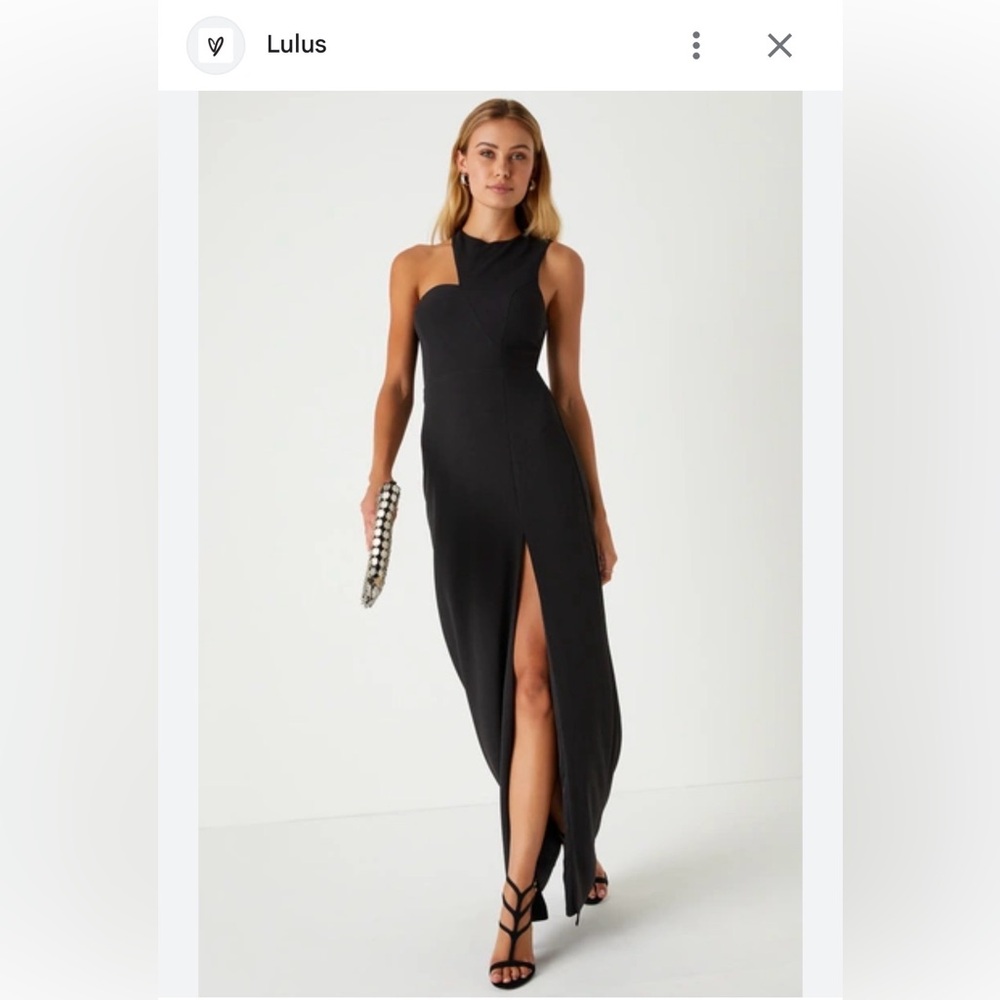 Lulu's Black One-Shoulder Gown with High Slit